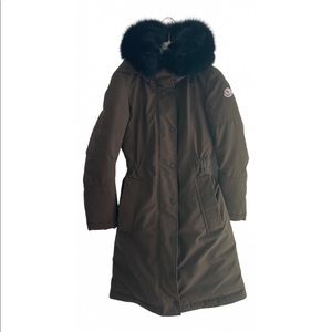 Moncler blue fox fur puffer jacket